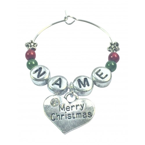 Personalised Merry Christmas Wine Glass Charm
